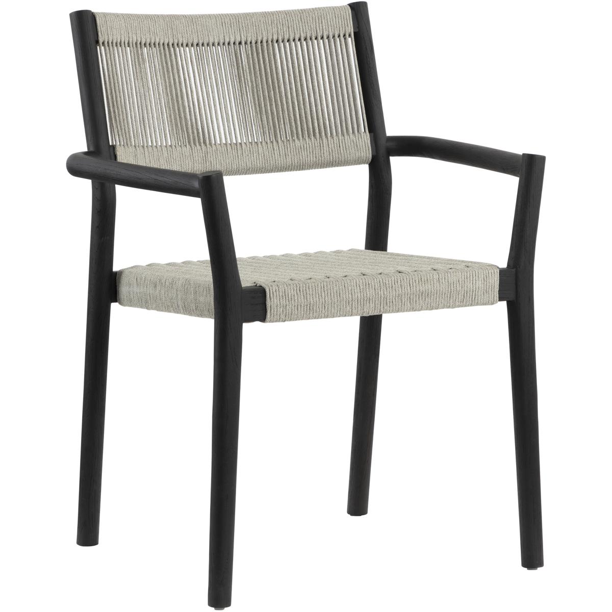 Kavala Light Gray And Charcoal Stackable Outdoor Dining Arm Chair Set of 2